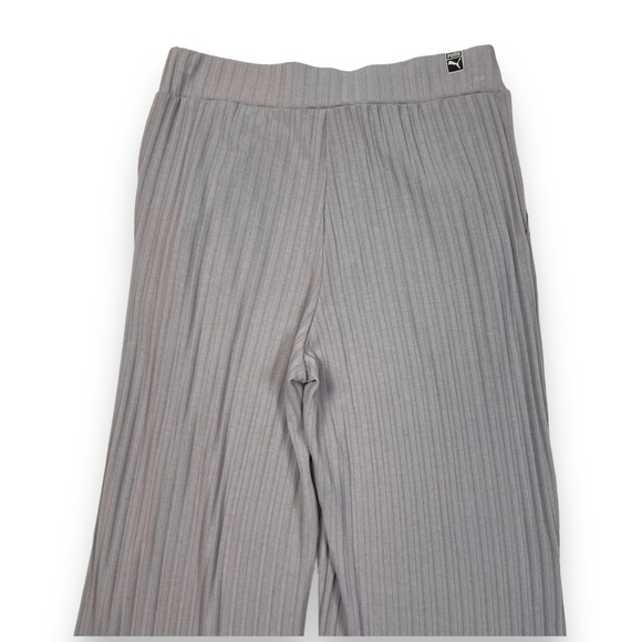 Puma Ribbed Wide Leg Slit Cropped Pants M Lilac Gray - Picture 8 of 14